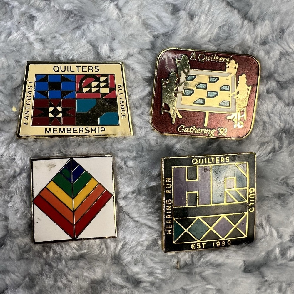Vintage Quilting Guild Enamel Pins Lot Quilters Alliance Quilt Block Craft